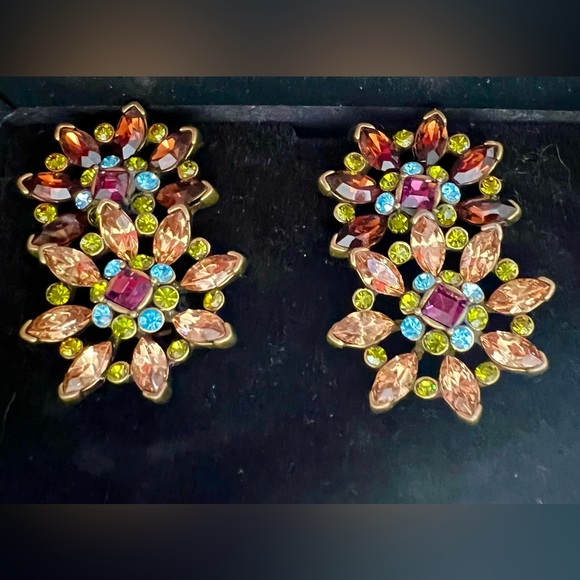 Heidi Daus “Whimsical Floral” EARLY Vintage flower clip earrings in Original box - Picture 1 of 12